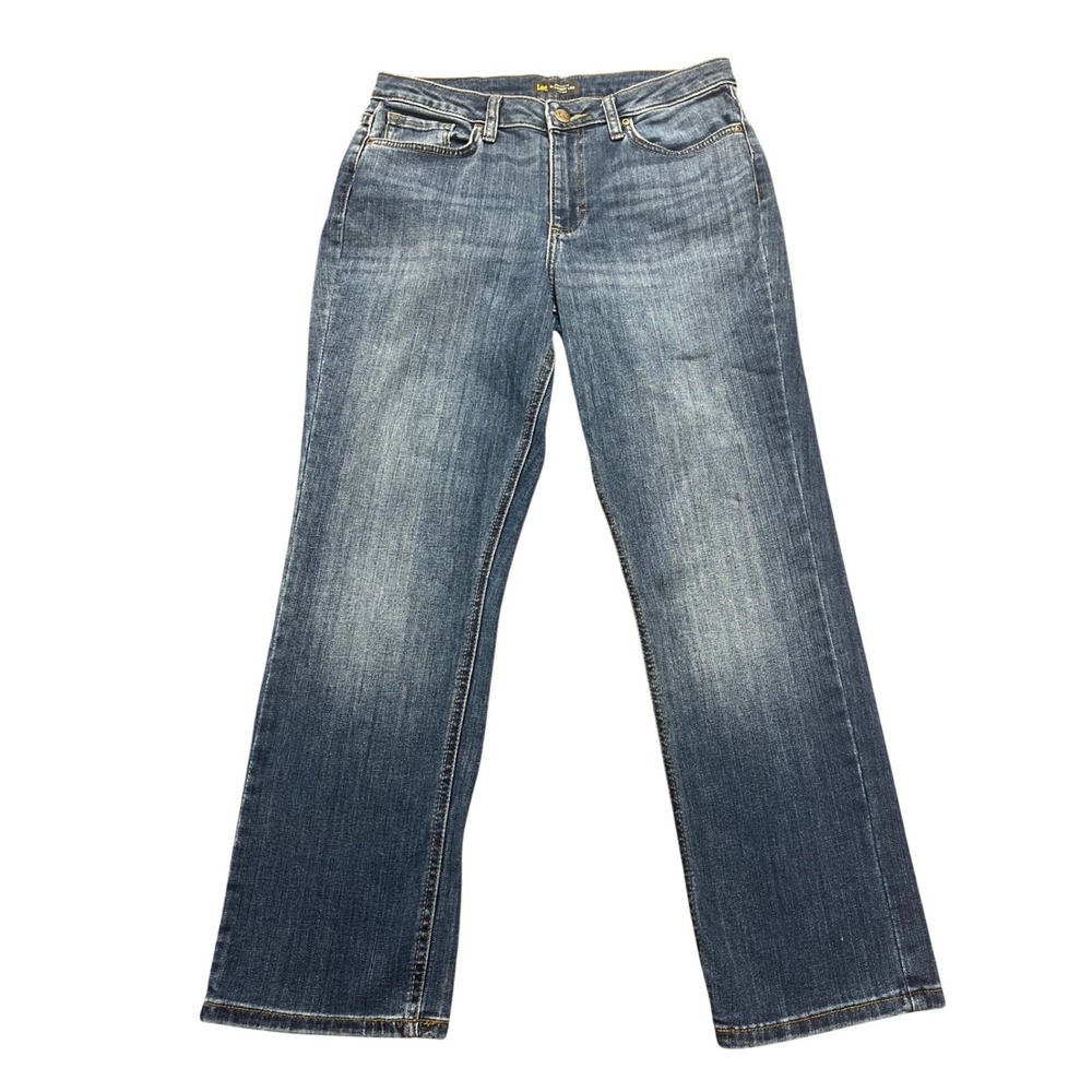 Lee Regular Fit Straight Leg Mid Rise Blue Wash Denim Jeans Womens Waist Size 31